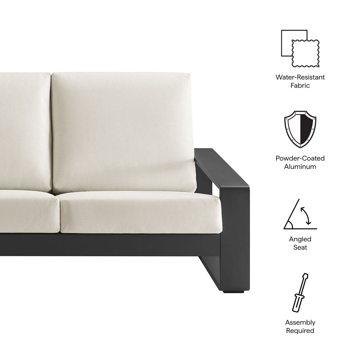 Lirienne Cream/Gray Outdoor Patio Aluminum Sofa - Ornate Home