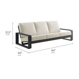 Lirienne Cream/Gray Outdoor Patio Aluminum Sofa - Ornate Home