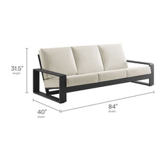 Lirienne Cream/Gray Outdoor Patio Aluminum Sofa - Ornate Home