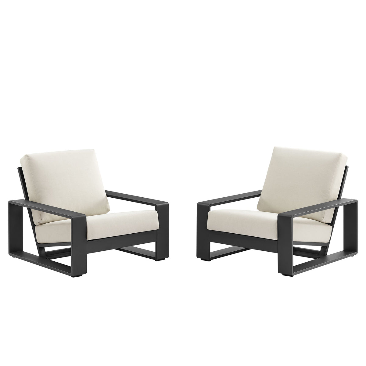 Lirienne Cream Outdoor Patio Aluminum Faux Wood Armchairs (Set of 2) - Ornate Home