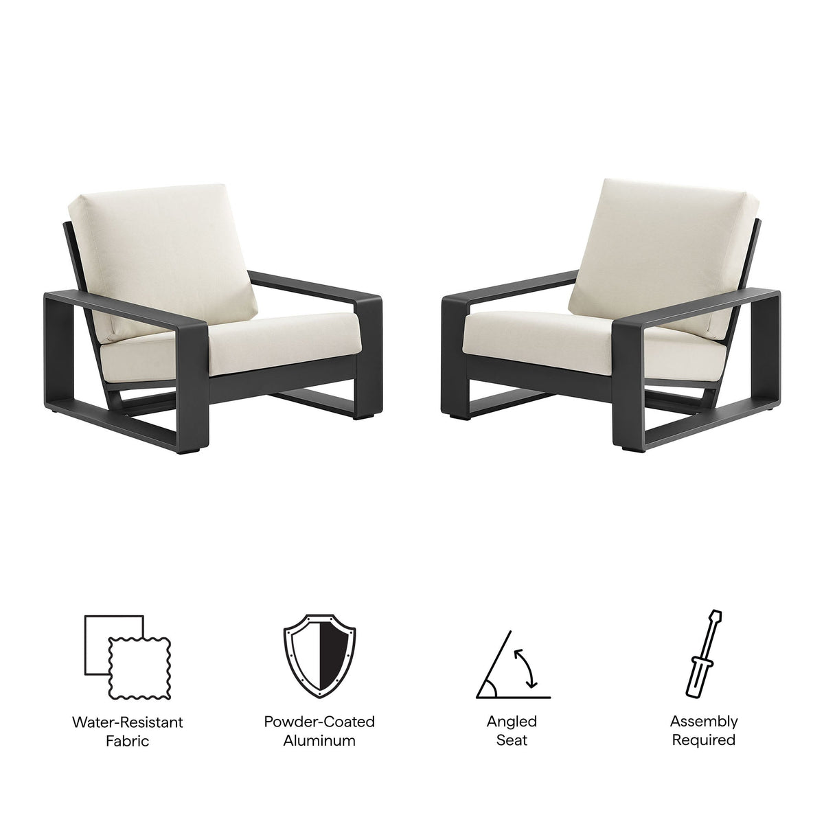 Lirienne Cream Outdoor Patio Aluminum Faux Wood Armchairs (Set of 2) - Ornate Home