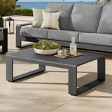 Lirienne Gray Outdoor Patio Aluminum Coffee Table - Ornate Home