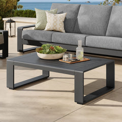 Lirienne Gray Outdoor Patio Aluminum Coffee Table - Ornate Home