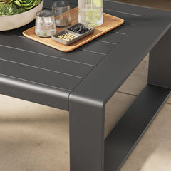Lirienne Gray Outdoor Patio Aluminum Coffee Table - Ornate Home