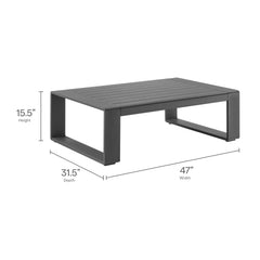 Lirienne Gray Outdoor Patio Aluminum Coffee Table - Ornate Home