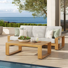 Lirienne Ivory/Natural 2-Piece Outdoor Patio Aluminum Faux Wood Furniture Set - Ornate Home