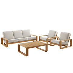 Lirienne Ivory/Natural 4-Piece Outdoor Patio Aluminum Faux Wood Furniture Set - 79.5x123.5" - Ornate Home