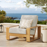 Lirienne Ivory/Natural Outdoor Patio Aluminum Faux Wood Armchair - Ornate Home