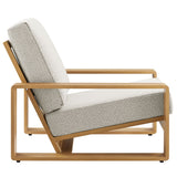 Lirienne Ivory/Natural Outdoor Patio Aluminum Faux Wood Armchair - Ornate Home