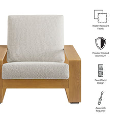 Lirienne Ivory/Natural Outdoor Patio Aluminum Faux Wood Armchair - Ornate Home
