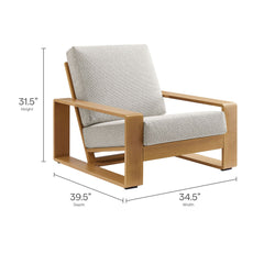 Lirienne Ivory/Natural Outdoor Patio Aluminum Faux Wood Armchair - Ornate Home