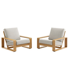 Lirienne Ivory/Natural Outdoor Patio Aluminum Faux Wood Armchairs (Set of 2) - Ornate Home