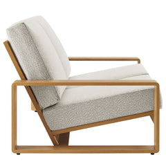 Lirienne Ivory/Natural Outdoor Patio Aluminum Faux Wood Loveseat - Ornate Home