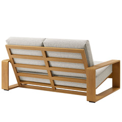 Lirienne Ivory/Natural Outdoor Patio Aluminum Faux Wood Loveseat - Ornate Home