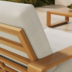 Lirienne Ivory/Natural Outdoor Patio Aluminum Faux Wood Loveseat - Ornate Home