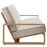 Lirienne Ivory/Natural Outdoor Patio Aluminum Faux Wood Sofa - Ornate Home