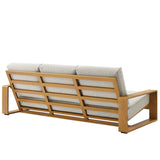 Lirienne Ivory/Natural Outdoor Patio Aluminum Faux Wood Sofa - Ornate Home