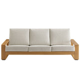 Lirienne Ivory/Natural Outdoor Patio Aluminum Faux Wood Sofa - Ornate Home