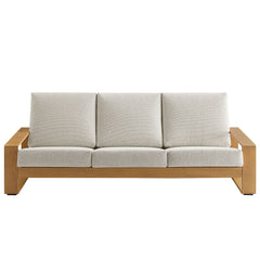 Lirienne Ivory/Natural Outdoor Patio Aluminum Faux Wood Sofa - Ornate Home