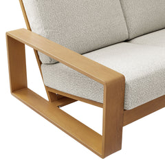 Lirienne Ivory/Natural Outdoor Patio Aluminum Faux Wood Sofa - Ornate Home