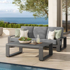 Lirienne Light Gray 2-Piece Outdoor Patio Aluminum Furniture Set - Ornate Home