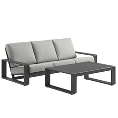 Lirienne Light Gray 2-Piece Outdoor Patio Aluminum Furniture Set - Ornate Home