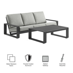 Lirienne Light Gray 2-Piece Outdoor Patio Aluminum Furniture Set - Ornate Home