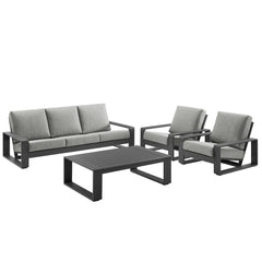 Lirienne Light Gray 4-Piece Outdoor Patio Aluminum Furniture Set - 74.5x123.5" - Ornate Home