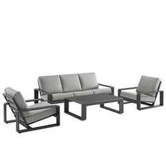 Lirienne Light Gray 4-Piece Outdoor Patio Aluminum Furniture Set - 74.5x123.5" - Ornate Home