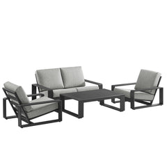 Lirienne Light Gray 4-Piece Outdoor Patio Aluminum Furniture Set - 74x98.5" - Ornate Home