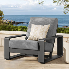 Lirienne Light Gray/Gray Outdoor Patio Aluminum Armchair - Ornate Home
