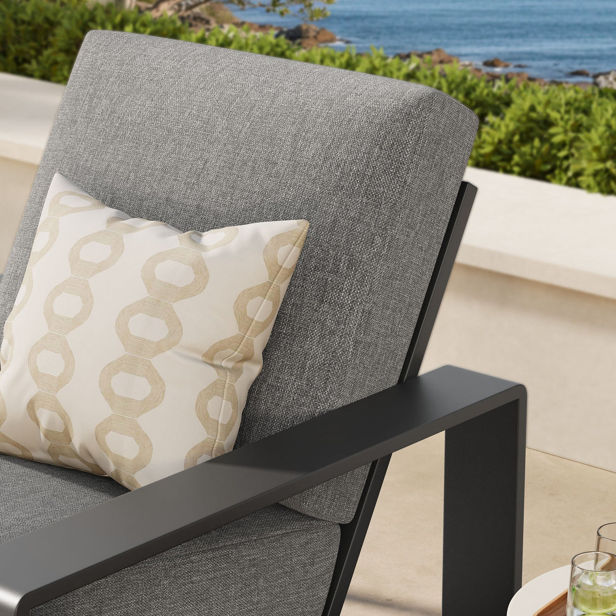 Lirienne Light Gray/Gray Outdoor Patio Aluminum Armchair - Ornate Home