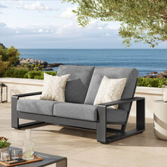 Lirienne Light Gray/Gray Outdoor Patio Aluminum Loveseat - Ornate Home