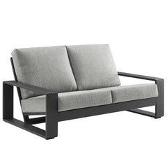 Lirienne Light Gray/Gray Outdoor Patio Aluminum Loveseat - Ornate Home