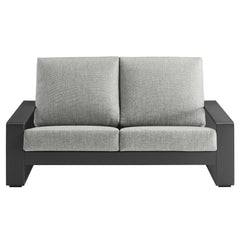 Lirienne Light Gray/Gray Outdoor Patio Aluminum Loveseat - Ornate Home
