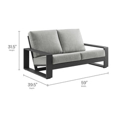 Lirienne Light Gray/Gray Outdoor Patio Aluminum Loveseat - Ornate Home