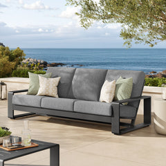 Lirienne Light Gray/Gray Outdoor Patio Aluminum Sofa - Ornate Home