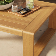 Lirienne Natural Outdoor Patio Aluminum Faux Wood Coffee Table - Ornate Home