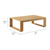 Lirienne Natural Outdoor Patio Aluminum Faux Wood Coffee Table - Ornate Home