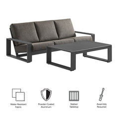 Lirienne Smoke 2-Piece Outdoor Patio Aluminum Furniture Set - Ornate Home