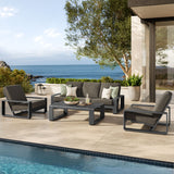 Lirienne Smoke 4-Piece Outdoor Patio Aluminum Furniture Set - 74.5x123.5" - Ornate Home