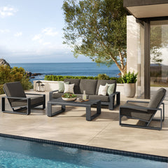 Lirienne Smoke 4-Piece Outdoor Patio Aluminum Furniture Set - 74.5x123.5" - Ornate Home