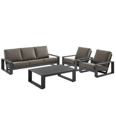 Lirienne Smoke 4-Piece Outdoor Patio Aluminum Furniture Set - 74.5x123.5" - Ornate Home
