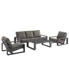 Lirienne Smoke 4-Piece Outdoor Patio Aluminum Furniture Set - 74.5x123.5" - Ornate Home