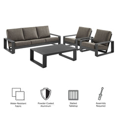 Lirienne Smoke 4-Piece Outdoor Patio Aluminum Furniture Set - 74.5x123.5" - Ornate Home