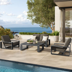 Lirienne Smoke 4-Piece Outdoor Patio Aluminum Furniture Set - 74x98.5" - Ornate Home