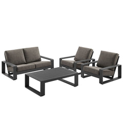 Lirienne Smoke 4-Piece Outdoor Patio Aluminum Furniture Set - 74x98.5" - Ornate Home