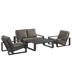 Lirienne Smoke 4-Piece Outdoor Patio Aluminum Furniture Set - 74x98.5" - Ornate Home
