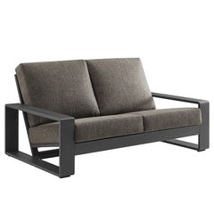 Lirienne Smoke/Gray Outdoor Patio Aluminum Loveseat - Ornate Home