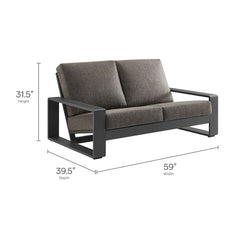 Lirienne Smoke/Gray Outdoor Patio Aluminum Loveseat - Ornate Home